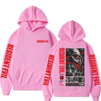 Resident Evil T-Virus Horror Gaming Hoodies Men's Clothing Fashion High Street Sweatshirts Casual Fleece Long Sleeve Pullovers M pink