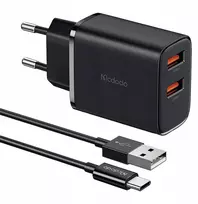 Mcdodo greitasis tinklo įkroviklis ch-5072 2x usb-a blokelis + usb-c kabelis