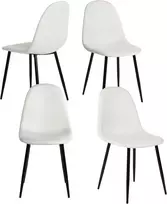 Furniturer 4 elegantiškų audinio valgomojo kėdžių su metalinėmis kojomis komplektas. Idealiai tinka miegamajam, svetainei, kreminės baltos spalvos