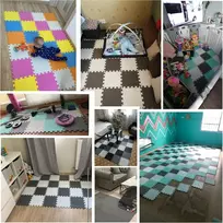 Yiminyuer Dėlionės žaidimų kilimėlis kūdikiams ir mažiems vaikams, neslystantis Eva putų grindų kilimėlis, balta, smėlio, pilka, R01r10r12g301020
