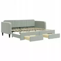 Fotelis Šviesiai pilka ištraukiama sofa su stalčiais, 90x200 cm