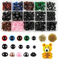Fineasy 560 vnt. apsauginių akių rinkinys nertiems žaislams, akys nertiems gyvūnams su poveržlėmis, amigurumi akys, sagos akys nertiems gyvūnams, apsauginės nosys pliušiniams meškiukams, lėlėms (6-14 mm)