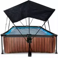 Karkasinis sodo baseinas 220x150x65 cm medžio imitacijos su Exit saulės uždangalu