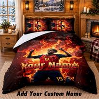 Lamine Yamal Pattern Bedding 3Pcs Set Custom Name, Bed Sheet And Pillowcases For Home Bedroom 135cmx200cm