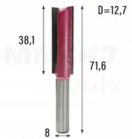 Cnc tiesus medienos frezas F2 8*12,7*38,1*71,6 (huhao)