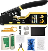 Henshow Rj45 užspaudimo įrankių rinkinys, profesionalus tinklo įrankis su 50 x cat5 cat6 lan kištukais, tinklo testeris, užspaudimo įrankis rj45 užspaudimo replės jungtims