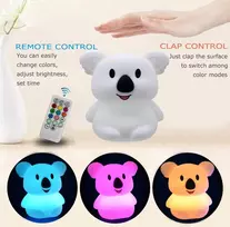 Glinrui naktinė lemputė Koala vaikams, naktinė lempa prie lovos, dekoratyvinės lempos, kūdikių kambario lempa, miego šviesa - reguliuojamas ryškumas ir spalvų/laiko nustatymas - medium