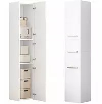 Muvuhome baltas modernus stovas-lentyna aukštas su 3 durelėmis 170cm uždaroma spintelė