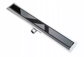 Dušo linijinis trapas Aqua-tec stiklinis juodas - juodas stiklas 70cm