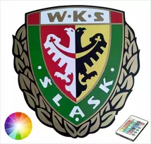 Wks Śląsk Wrocław herbas, naktinė lempa ant sienos, dovana fanui