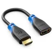 Deleycon hdmi prailginimo laidas, skirtas tv stick – hdmi adapterio kabelis, skirtas roku chromecast transliacijai – 4k 60hz hdr10+ televizoriui, monitoriui, projektoriui, nešiojamam kompiuteriui, pc 10 cm trumpas – juodas mėlynas