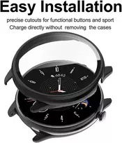 Acadeny 2 dėklų rinkinys su grūdinto stiklo ekrano apsauga, suderinamas su Amazfit Gtr Mini, 9h kietumas, 360° visapusiška apsauga, itin plonas apsauginis pc dėklo dangtelis, juodas + juodas