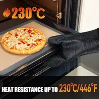 Sopito silikoninės orkaitės pirštinės, 6 vnt. rinkinys, puodų laikiklių pirštinės, 230 °c, atsparios karščiui, ypač ilgos, neslystančios, skirtos maisto gaminimui, kepimui, orkaitei, mikrobangų krosnelei, juodos