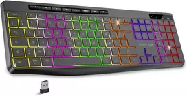 Ad Advance R Type belaidė klaviatūra, tyli, įkraunama, ergonomiški klavišai su apšvietimu, prancūziškas išdėstymas, ilgas baterijos veikimo laikas, 2.4 Ghz jungtis, suderinama su Windows, Mac