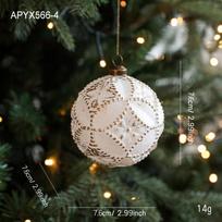 White Gold Christmas Ball Ornament Matte Retro Light Luxury Snowflake Hanging Pendant for Christmas Tree Decorations