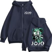 Anime JoJo Bizarre Adventure Stardust Crusaders Kujo Jotaro Zipper Hoodies Men Women Clothing Fashion Zip Up Sweatshirts Jackets M tamsiai mėlyna spalva