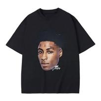 NBA YoungBoy Portrait Black T-Shirt.png XXL juoda
