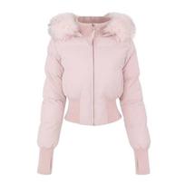 American Spice Girl Little Seagull oversized fur collar hooded cotton coat women's autumn and winter new waist short cotton coat m recommended 49-57.5kg white