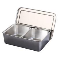 with Lid Condiment Container Rectangle Shape Spice Jar Storage Set  Kitchen Use 2 Grids