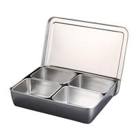 with Lid Condiment Container Rectangle Shape Spice Jar Storage Set  Kitchen Use 4 Grids