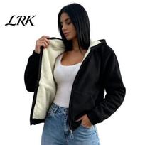Casual Hooded Coat Women Fleece Jacket with Pockets, Fall Winter Zip-Up Lady Coat, Loose Fit Warm Thickened Outerwear for Pockets M gray