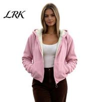 Casual Hooded Coat Women Fleece Jacket with Pockets, Fall Winter Zip-Up Lady Coat, Loose Fit Warm Thickened Outerwear for Pockets L gray