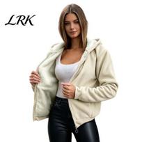 Casual Hooded Coat Women Fleece Jacket with Pockets, Fall Winter Zip-Up Lady Coat, Loose Fit Warm Thickened Outerwear for Pockets XL