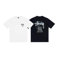 Stussy Black 8 Ball Classic Graphic T-Shirt 2025 Loose Fit Short Sleeve Tee Men Women Teens L white