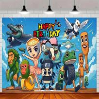 Tung Tung Sahur Tralalo Italian Brainrot Printed Tapestry Children's Birthday Party Background Decoration Photography Decoration 130X150CM