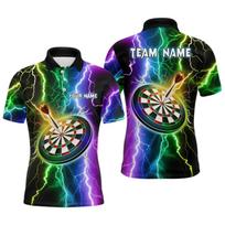 3D Printed Dart Geometry Polo Shirt for Men Tees Summer Street Loose Short Sleeve Tops Gift for Darts Lovers Men Lapel T-Shirts 2XL blue