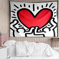 Keith Haring Ascending2 Tapestry for Bedroom Aesthetic Classroom Tapestries Wall Hanging for Living Room Dorm Office,Ideal Creative Gift 100cmx150cm red