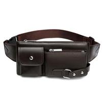 Waterproof Multi Pocket Fanny Pack Adjustable Belt Strap PU Leather Waist Bag  Man Small
