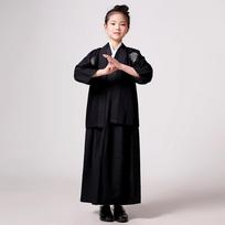 Tradicinis japoniškas kimono kostiumas vaikams mokyklos pasirodymams ir cosplay - Yukata chalatas su raštu 140 cm black