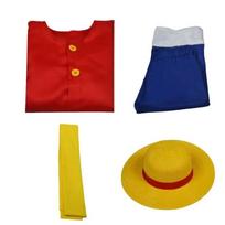 Anime Luffy Cosplay Costumes Monkey D Cosplay Suits Hats Halloween For Women Men Adult Cos Top Pants Gifts M blue