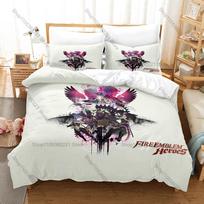 Fire Emblem Heroes Legendary Brave Units Fantasy Battle HD Print Bedding Set Duvet Cover 2 Pillowcases Polyester Game Room Decor 100x130CM gray