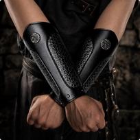 Forearm Guard with Scale Pattern Gothic Leather Bracers Rivets gray