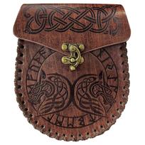 Vikingų stiliaus viduramžių piniginė ant diržo Twin Wolf S00065
