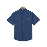 Men's Loose Fit Cargo Pocket Collared Breathable Linen Short Sleeve Shirt Solid Color Casual Top 2XL