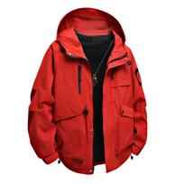 Men's and Women's Multi-color Hooded Workwear Windbreaker Jacket - Spring/Autumn Mountain Style XXL black