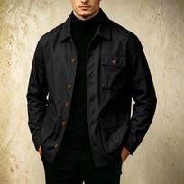 Men's Multi-Pocket Cargo Jacket with Lapel Collar, Casual Outerwear for Daily Wear XL black