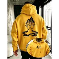 Bandai Dragon Ball Super Men's Hoodie Majin Vegeta Fleece Sweatshirt High Quality Warm Men's Hooded Pullover for Autumn Winter 2XL yellow