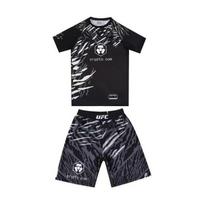 MMA Short Sleeve Shorts Set Boxing Martial Arts Training Fitness Combat Sports S black