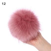 15cm Big Women Pom Imitation Fur Pompom Knitted Hat Skullie 12