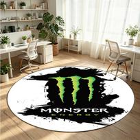 Monster Energy Printed Round Crystal Velvet Rug Soft Non Slip Floor Carpet For Bedroom Holiday Gift 80cmx80cm