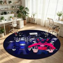 Skibidi Toilet Printed Round Crystal Velvet Rug Soft Non Slip Floor Carpet For Bedroom Holiday Gift 80cmx80cm