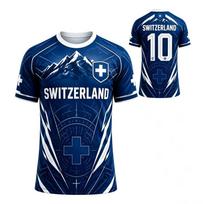 2026 Men's and Women's Swiss Football Jerseys, Red Cross Print, Quick Drying Football Training Top XXL