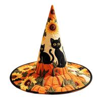 Halloween Witch Hat with 3D Digital Print, Party Costume Accessory One Size