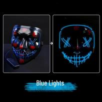 LED Helovino V veido šviečianti kaukė - Šalto šviesos PVC vaiduoklio karnavalinė kaukė black