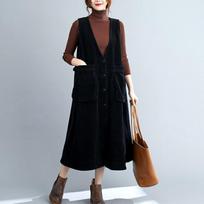 Helly Kongddang Loose Fit Corduroy Dress blacks/3XL(88) gray