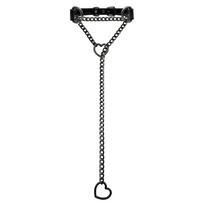 European and American Lasso Heart Necklace O-ring Sliding Chain Necklace, Hip-hop Punk Rock Stainless Steel Necklace. black